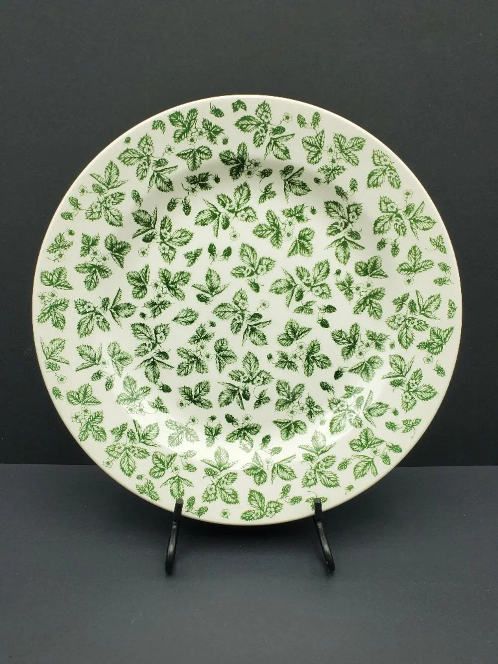 IKEA White Dinner Plates With Green Strawberries Flowers & Leaves